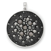 Sterling Silver Rhodium Black Clay & Preciosa Crystal Round Pendant